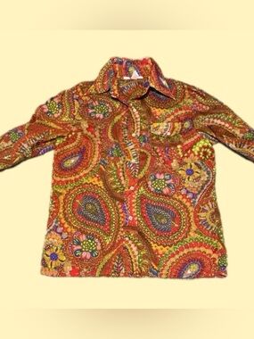 True Vintage 60s/70s Rare Awesome Psychadelic Dagger Collar Shirt-Unisex, Men’s